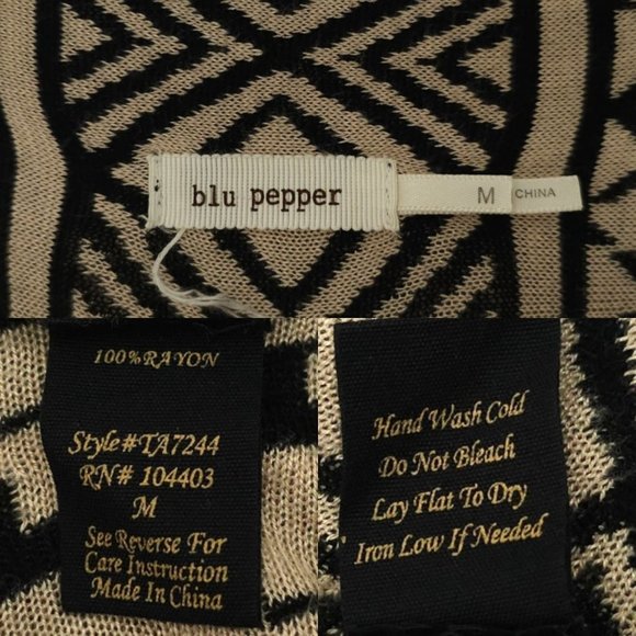 Blu Pepper Duster Cardigan Women M Southwestern Open Front Sleeveless Aztec Boho - Picture 6 of 16